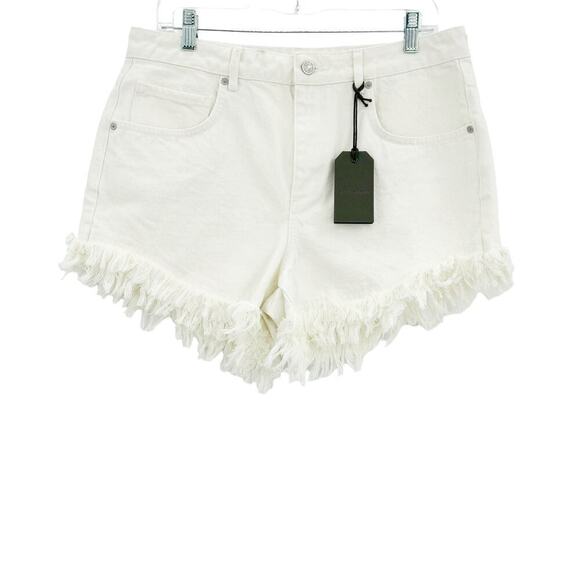All Saints Astrid Fray Shorts High Waisted Distressed Cream White Size 30 NWT - Picture 4 of 12